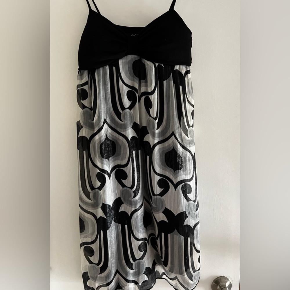 Women's Fit and Flare Medium Black/Silver Knee-length Dress